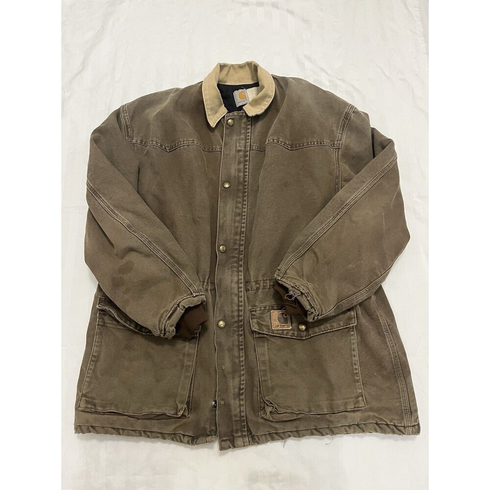 Vintage Carhartt Jacket Mens L Lined Brown Chore Barn Coat USA Made CQ7082